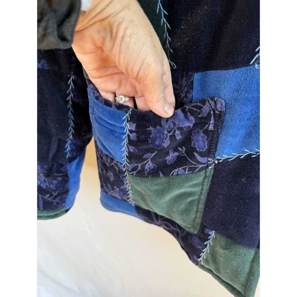 Vtg April Cornell Velvet Patchwork Jacket S Boho Quilted Artsy Granola Core - Picture 8 of 10